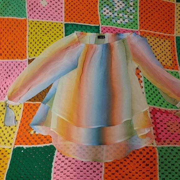 A new Approach A.N.A Size Small Sz S light Sheer Pastel Long Sleeve Bow Sherbet - Picture 6 of 12
